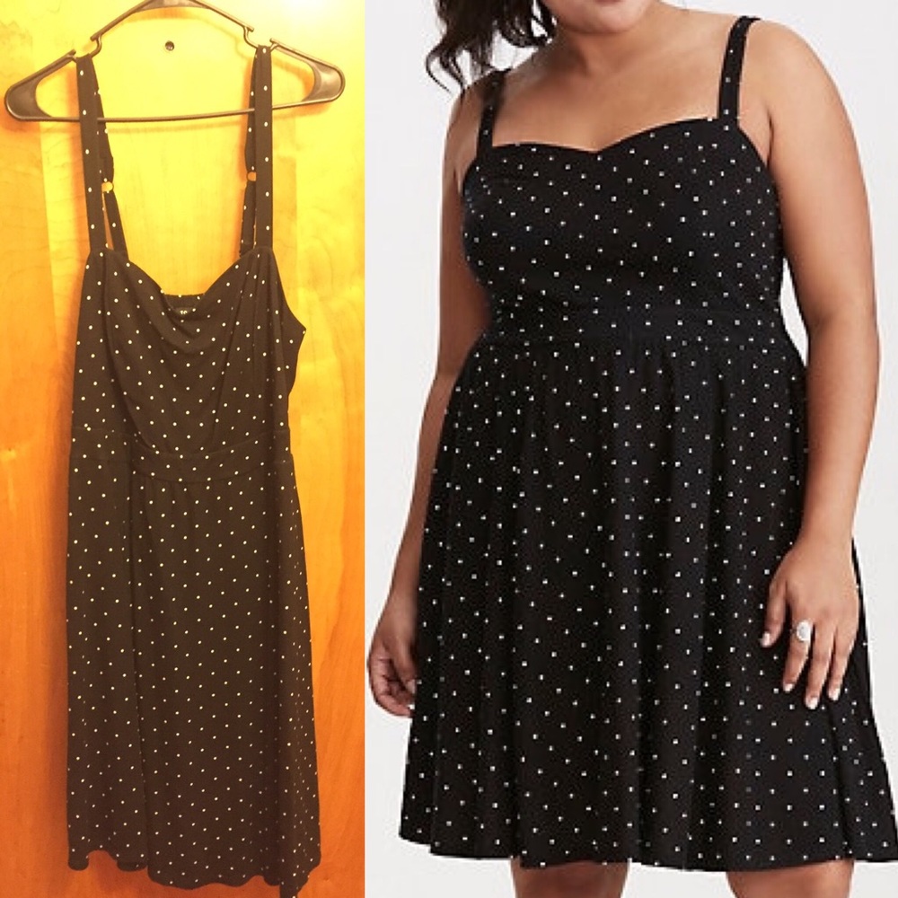 NWOT Torrid b&w polka dot skater dress